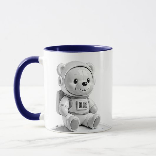 Mug Illustration d'ours astronaute Mignon Gris (Gauche)