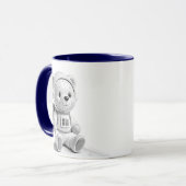 Mug Illustration d'ours astronaute Mignon Gris (Devant gauche)