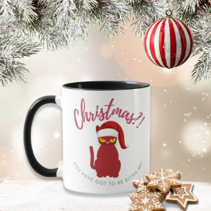 Mug Illustration drôle de chat de Noël rouge