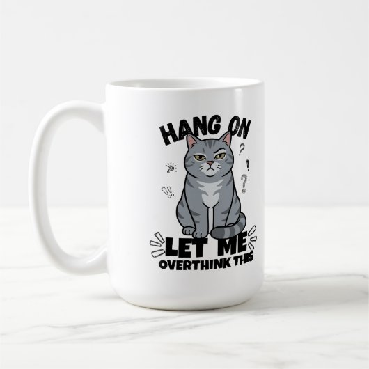 Mug Illustration drôle de chat gris jugeant (Gauche)