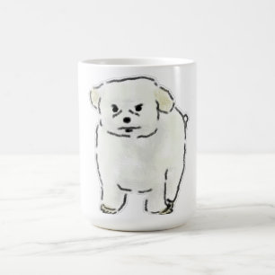 Mug Illustration drôle de chiot blanc en colère dessin
