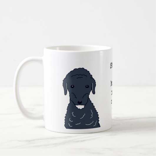 Mug Illustration drôle d'un Labradoodle café d'abord (Gauche)