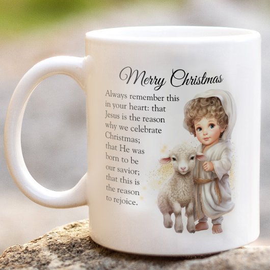 Mug Illustration Du Bébé Jésus Et De L'Agneau