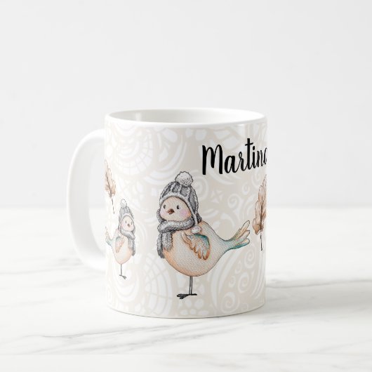 Mug Illustration du Bruant mou d'hiver (Devant gauche)