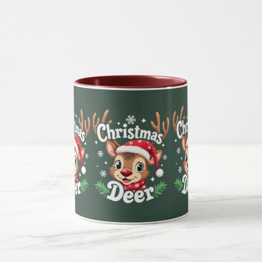 Mug Illustration du cerf de Noël mignon (Centre)