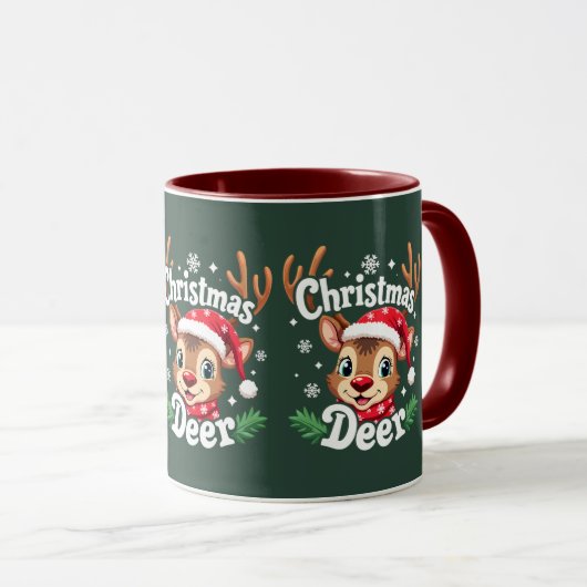 Mug Illustration du cerf de Noël mignon (Devant droit)