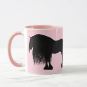 Mug Illustration du cheval friésien moderne rose (Gauche)