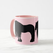 Mug Illustration du cheval friésien moderne rose (Devant gauche)