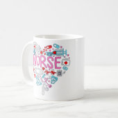 Mug Illustration du coeur de l'infirmière (Devant gauche)