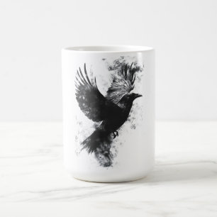 Mug Illustration du Corbeau gothique : Fumée et plumes
