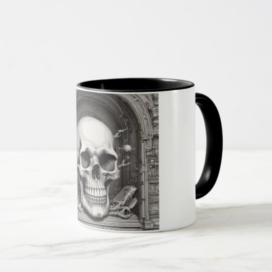 Mug Illustration du crâne (Devant droit)