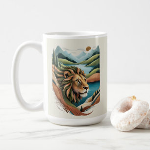 Mug Illustration du lion hybride vibrant Faune