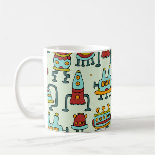 Mug Illustration du Motif Vintage des Aliens robots