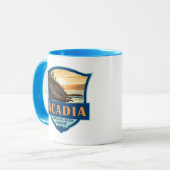 Mug Illustration du parc national Acadia Insigne rétro (Devant gauche)