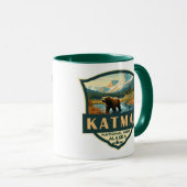 Mug Illustration du parc national de Katmai Badge rétr (Devant droit)