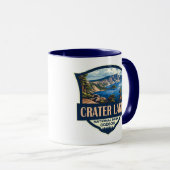 Mug Illustration du parc national du lac Crater Badge  (Devant droit)