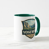 Mug Illustration du parc national Yosemite Badge rétro (Devant droit)