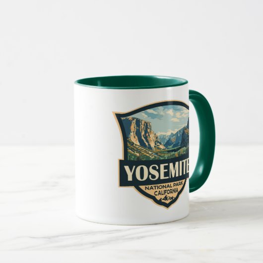 Mug Illustration du parc national Yosemite Badge rétro (Devant droit)