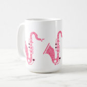 Mug Illustration du saxophone Parties scintillant rose (Devant gauche)
