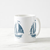 Mug Illustration d'un bateau tribal nautique (Devant droit)
