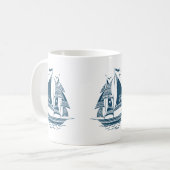 Mug Illustration d'un bateau tribal nautique (Devant gauche)