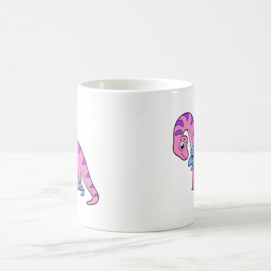 Mug Illustration D'Un Brachiosaurus Mère Et Enfant. (Centre)