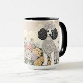 Mug Illustration d'un caniche en fleurs lunaires (Devant droit)
