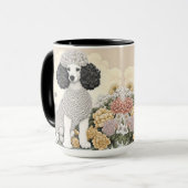 Mug Illustration d'un caniche en fleurs lunaires (Devant gauche)
