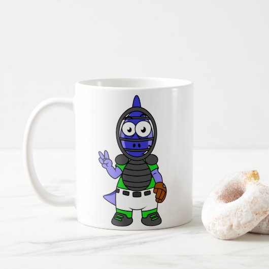 Mug Illustration D'Un Capteur De Baseball Parasaurolop (Avec donut)