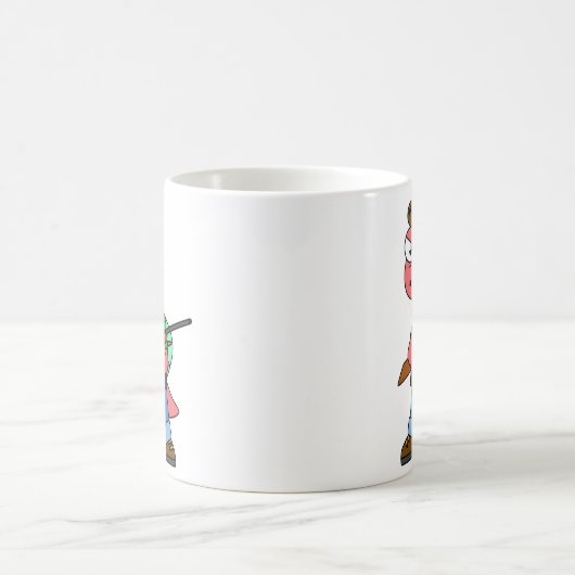 Mug Illustration D'Un Chasseur De Spinosaure Avec Arme (Centre)