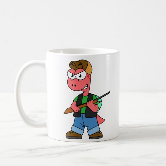 Mug Illustration D'Un Chasseur De Spinosaure Avec Arme (Gauche)