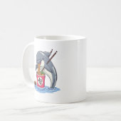 Mug Illustration d'un dauphin mangeant des ramen (Devant gauche)