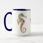 Mug Illustration d'un hippocampe floral joliment color (Gauche)