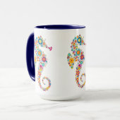 Mug Illustration d'un hippocampe floral joliment color (Devant gauche)