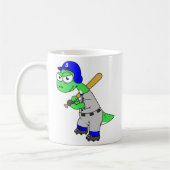 Mug Illustration D'Un Joueur De Baseball Brontosaurus. (Gauche)