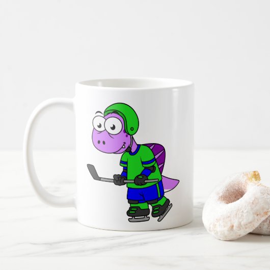 Mug Illustration D'Un Joueur De Spinosaurus. (Avec donut)