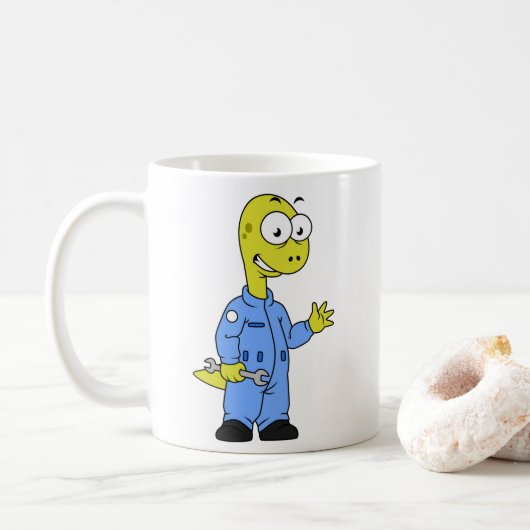 Mug Illustration D'Un Mécanique Brontosaurus. (Avec donut)