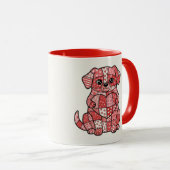 Mug Illustration d'un mignon chien en patchwork avec u (Devant droit)