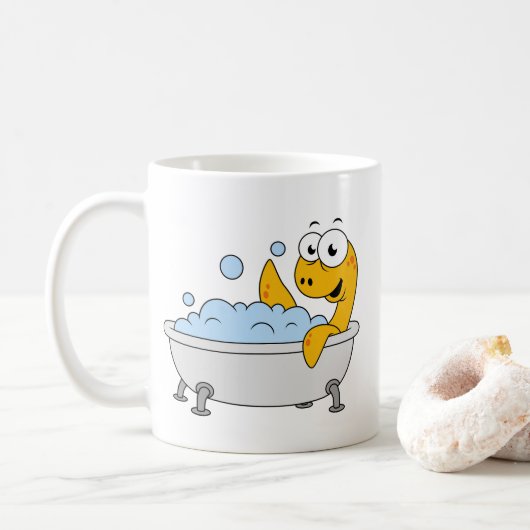 Mug Illustration D'Un Monstre De Loch Ness De Bain. (Avec donut)