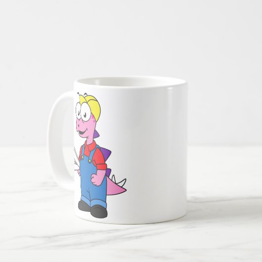 Mug Illustration D'Un Ouvrier De Construction De Stego (Devant gauche)