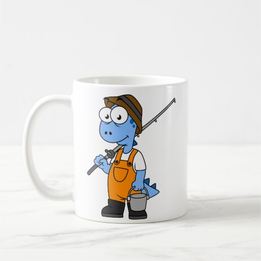 Mug Illustration D'Un Pêcheur D'Allosaurus. (Gauche)