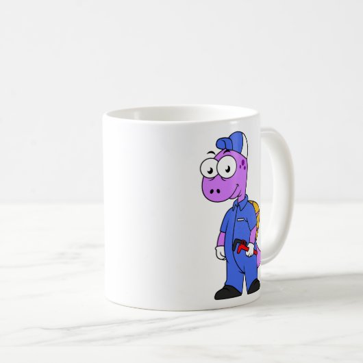 Mug Illustration D'Un Plomber Spinosaurus. (Devant droit)