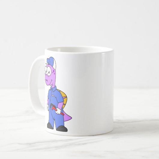 Mug Illustration D'Un Plomber Spinosaurus. (Devant gauche)
