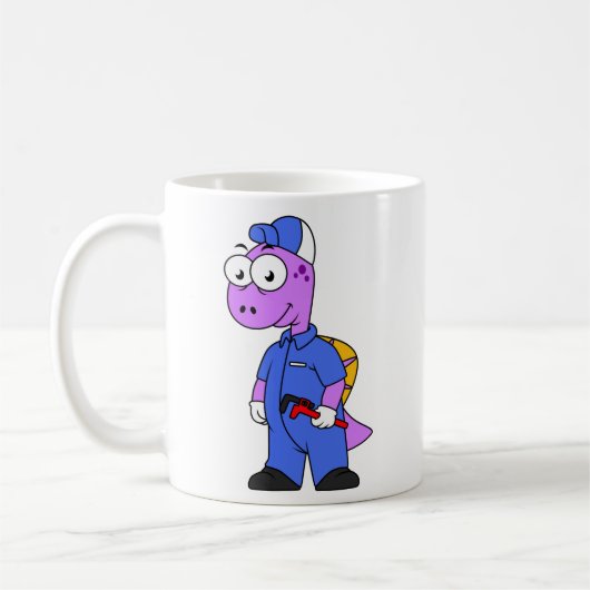 Mug Illustration D'Un Plomber Spinosaurus. (Gauche)