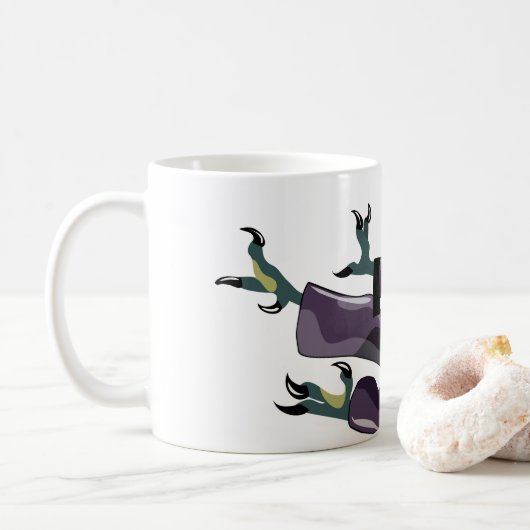 Mug Illustration D'Un Rapteur Qui Fait Du Karaté. (Avec donut)