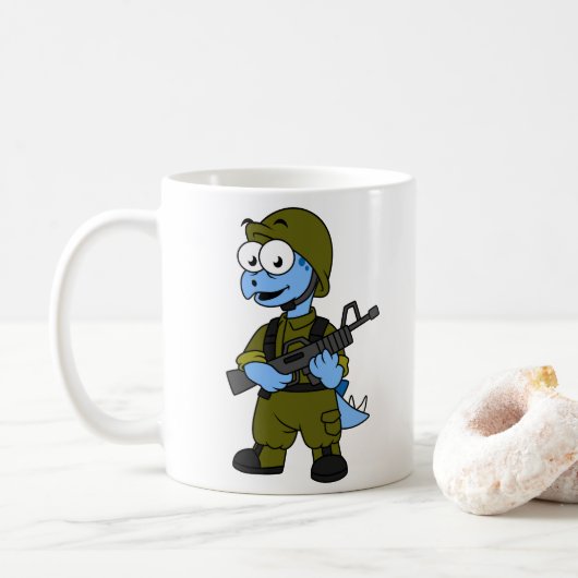 Mug Illustration D'Un Soldat De Stegosaurus. (Avec donut)