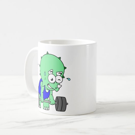 Mug Illustration D'Un Tricératops Poids De Levage. (Devant gauche)