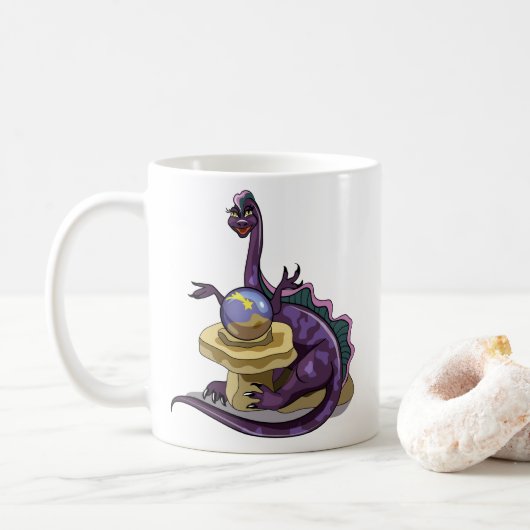 Mug Illustration D'Un Vendeur Fortune Plateosaurus. (Avec donut)