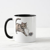 Mug Illustration d'une chasse animale drôle de chat po (Gauche)