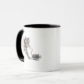 Mug Illustration d'une chasse animale drôle de chat po (Devant gauche)